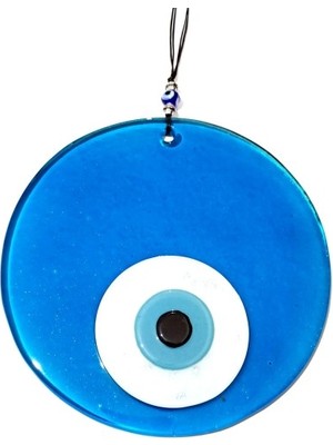 Ett Mavi Renk 16 Santimetre El Yapımı Cam Nazar Boncuğu Duvar Süsü