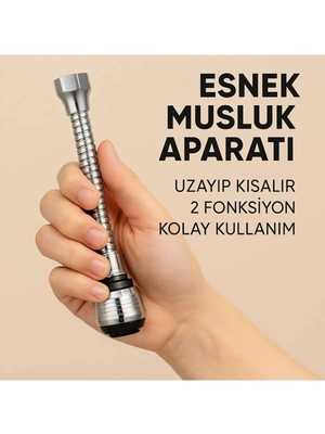 Mikasso Hortumlu Esnek Ayarlanabilir Musluk Başlığı 2 Aşamalı Turbo Plastik Musluk