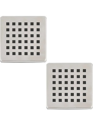 Mikasso 2 Adet Paslanmaz Çelik Kare Delikli Banyo Yer Süzgeç Izgarası Üst Kapak 10X10 Süzgeç Uyumlu