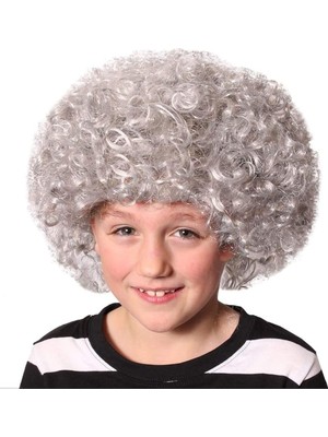 NessiWorld Gri Renk Kabarık Bonus Peruk Afro Takma Saç