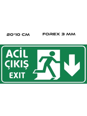 Mikasso Acil Çıkış Alt 2 Adet Uyarı Levhası 20*10 cm Forex