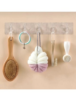 Mikasso 5'li Şeffaf Süper Yapışkan Askı Banyo, Mutfak Düzenleyici Askı Plastik Turuncu