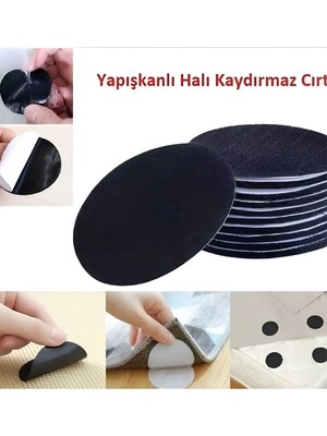 Mikasso 10 Adet Halı Kilim Koltuk Örtüsü Kaydırmaz Sabitleyici Cırt Yıkanabilir Kendinden Yapışkanlı Ped Siy