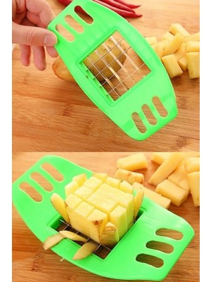 Mikasso Paslanmaz Patates Kesme Aleti, Küp Küp Doğrama, Kızartma Için Kolay Kullanım Plastik