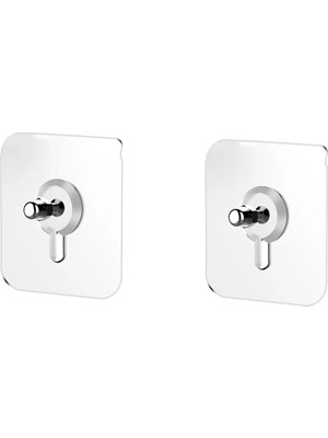 Mikasso Güçlü Plastik Yapışkanlı 8mm Hanger Vidalı Eşya Ürün Raf Tutucu Askılık 2 Adet -Şeffaf AL4264 Beyaz