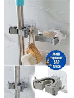 Mikasso Süpürge Kancası Tutucu Duvara Montaj Paspas Organizatör Tutucu Paslanmaz Çelik Kanca Mutfak Banyo gr