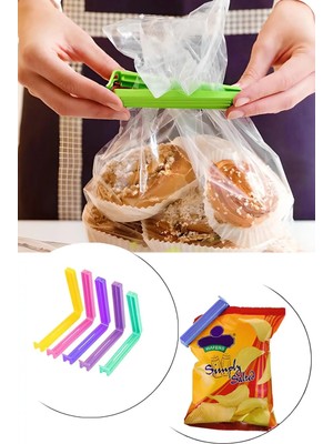Mikasso Cips Kurabiye Çekirdek Poşeti Kapatıcı Plastik Klips Kapatma Aparatı Plastik Çok Renkli