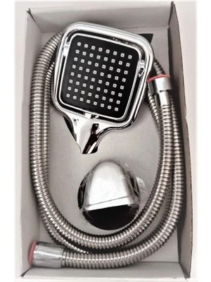 Mikasso Kare Duş Seti / Hortum / Başlık / Montaj Aparatı / 3'lü / Kare Krom