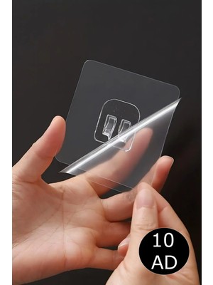 Mikasso Şeffaf Güçlü Yapışkanlı Askı – Delmeden, Iz Bırakmadan Duvar ve Fayans Montaj Kancası Beyaz