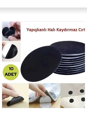 Mikasso 10 Adet Halı Kilim Koltuk Örtüsü Sabitleyici Kaydırmaz Cırt Yıkanabilir Kendinden Yapışkanlı Ped Siy