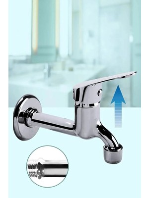 Mikasso Aç Kapa Perletörlü Uzun Musluk Tuvalet Bahçe Çeşme Balkon Lavabo Wc Musluğu Krom