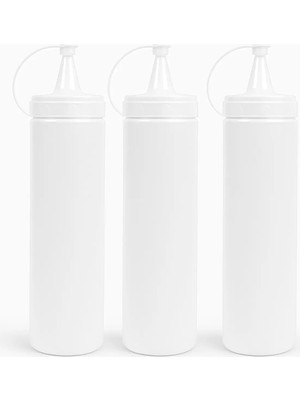 Mikasso 3’lü 400 ml Kapaklı Sosluk – Sıkma Tip Yağdanlık ve Sos Şişesi Seti Beyaz