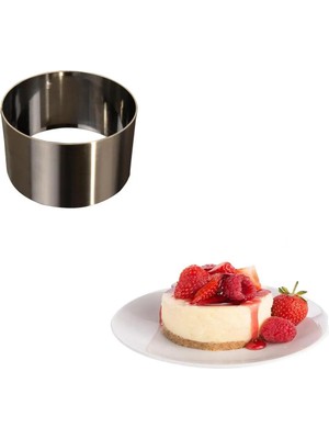 Mikasso Parfe Kalıbı / Yuvarlak Tekli Küçük Pasta Kalıbı 9 cm Metal Gri