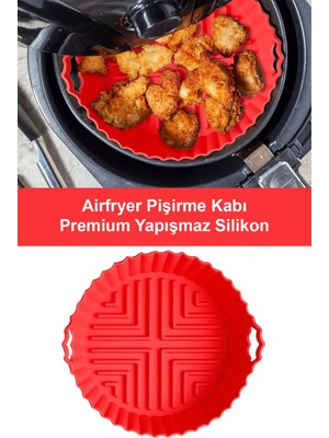 Mikasso Airfryer Silikon Pişirme Kabı - Kırmızı - Tüm Airfryer'lara Uyumlu Silikon Kırmızı