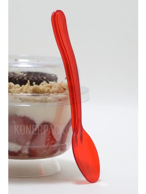 Mikasso Lüks Dondurma Tatlı Kaşığı 500 Adet - Kırmızı Plastik Kırmızı