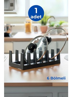 Mikasso 1 Adet 6 Bölmeli Tencere Tava Kapağı ve Tabak Düzenleyici Tabaklık-Çekmece Dolap Içi Düzenleyici Pla