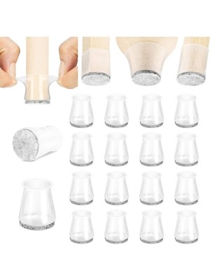 Mikasso 16 Adet Keçeli Silikon (15MM*17MM) Masa Sandalye Pabuç Kaydırmaz Zemin Koruyucu Beyaz