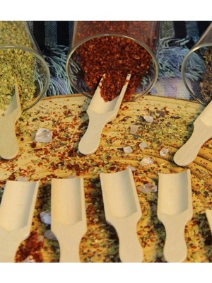 Mikasso 6'lı Mini Ölçek Kaşığı ( Küreği ) Kürek Ölçek , Baharat , Sos , Bal Kaşığı Ahşap Kahverengi