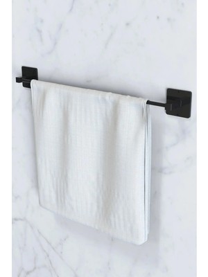 Mikasso Siyah Uzun Havluluk ve Tuvalet Kağıdı Tutacağı Avantajlı 2'li Set, Banyo Aksesuarları