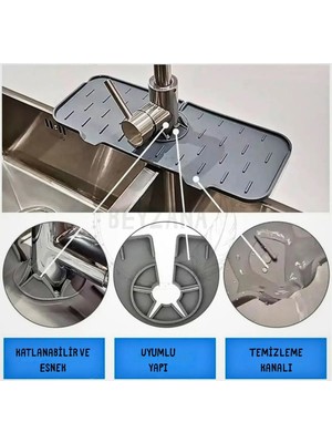 Mikasso Kopya - Su Tutucu Musluk Matı Mutfak ve Banyo Için Koruyucu Musluk ve Lavabo Matı Musluk Tezgah Üstü