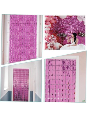 Nessiworld Ekstra Metalize Rose Gold Renk Disko Dikdörtgen Kesim Kapı Perdesi Dekorasyon 1x2 Metre