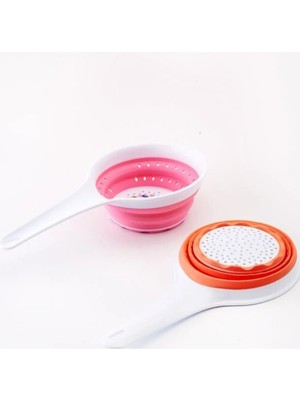 Mikasso Silikon Saplı Portatif Meyve Sebze Pilav Makarna Süzgeci Süzme Kiti Silikon
