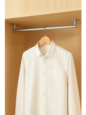 Mikasso Dolap Içi 95 cm Krom Askı Borusu ( Flanş + Vida Dahil ) Gri