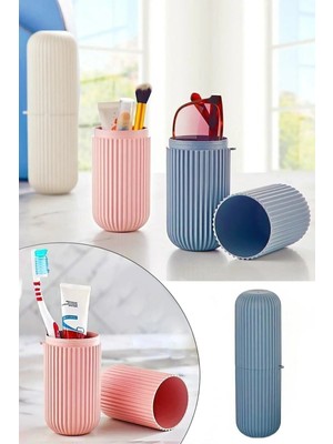 Mikasso Seyahat Tipi Aksesuar Taşıma Kabı Gözlük Diş Macunu Saklama Kutusu Çok Amaçlı Plastik 20 x 20 Pembe