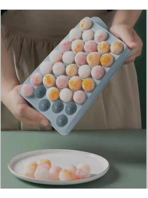 Mikasso Büyük Boy Pratik Kapaklı 33 Bölmeli Küre Buz Kalıbı | Kapaklı Küre Model Plastik Karma