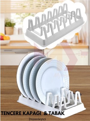 Mikasso Tencere Kapağı & Tabak Düzenleyici, Dolap Çekmece Içi Düzenleyici Aparat Beyaz, KP-166 Plastik 40 x