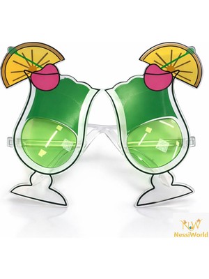 NessiWorld Kokteyl Bardak Parti Gözlüğü Yeşil Renk