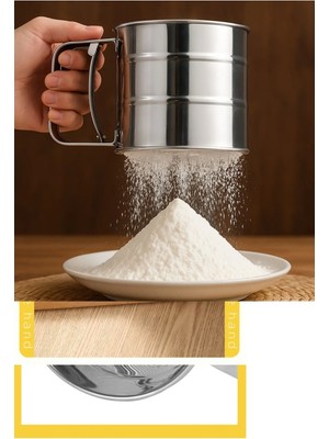 Mikasso Paslanmaz Çelik Un Eleği – Tek Elle Kullanım, Pratik Yaylı Mekanizma, 3 Kat Eleme