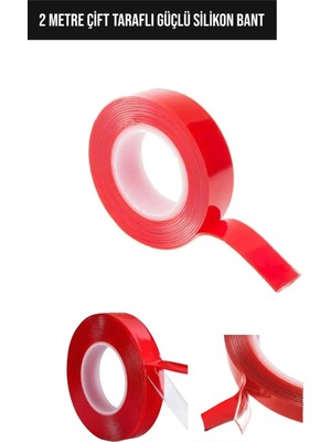 Mikasso Çift Taraflı Silikonlu 2 Metre Şeffaf Bant 10 mm X2M Su Geçirmez Süper Güçlü Montaj Band Akrilik