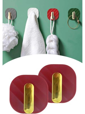 Mikasso ® 2li Yapışkanlı Retro Askılık Dolap Kapak Kulpu Kırmızı Çok Renkli