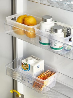 Mikasso Buzdolabı Kapak Içi Düzenleyici Şeffaf 3'lü Set– Mutfak Düzenleyici Kutular Plastik 45 x 35 Tr
