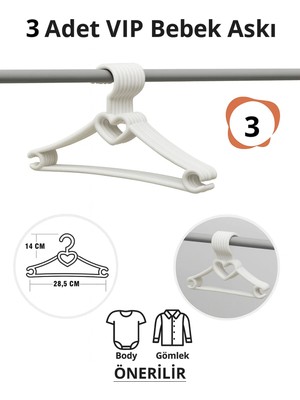 Mikasso Bebek Elbise Askısı 3 Adet Kalp Plastik Beyaz Bebek Kıyafet Askısı Vıp Plastik Beyaz Tr