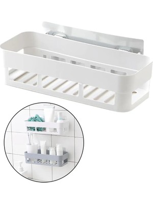 Mikasso Banyo Köşeliği Şampuan Rafı Banyo Rafı Güclü Yapıstırıcılı Delmeye Gerek Yok Plastik Beyaz