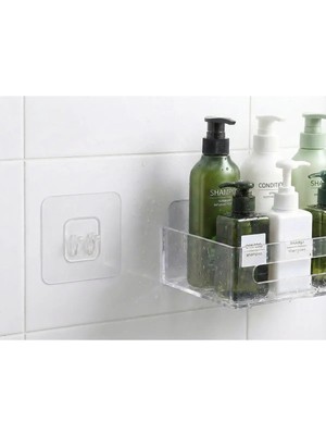 Mikasso 10'lu Şeffaf Güçlü Yapışkanlı Askı – Delmeden, Iz Bırakmadan Duvar ve Fayans Montaj Kancası Beyaz