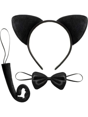 NessiWorld Kedi Kostüm Taç Kuyruk Papyon Seti 1 Adet