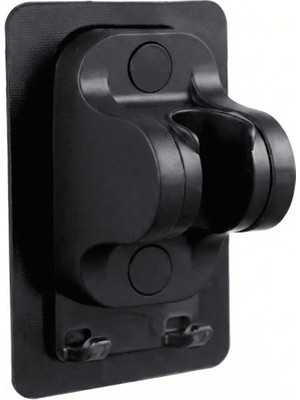 Mikasso Yapışkanlı Duş Başlığı Tutucu Ayarlı Siyah Askılı Siyah, Delme Gerektirmeyen Duvar Montajlı Banyo Ak