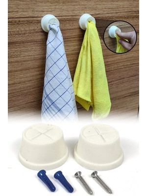 Mikasso Mutfak Banyo Pratik Silikon Bez Askısı 2 Adetli Set Krem Renk RD001 Plastik Beyaz