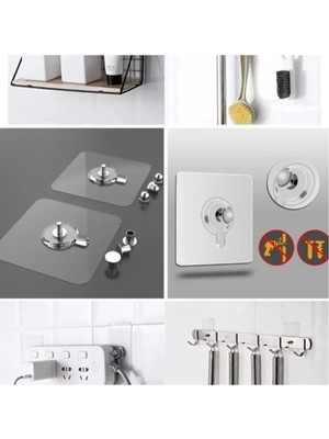 Mikasso 4 Adet Yapışkan Çerçeve Resim Askısı Yapışkanlı Askı Paslanmaz Çelik Mutfak Banyo Ev Duvar Dekoru Çi