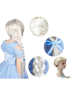 NessiWorld Platin Altın Dore Renk Karlar Ülkesi Elsa Frozen Peruğu Çocuk Boy