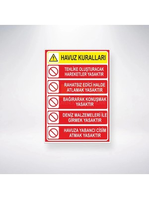 Mikasso Havuz Kuralları 21X35 Arkası Sticker