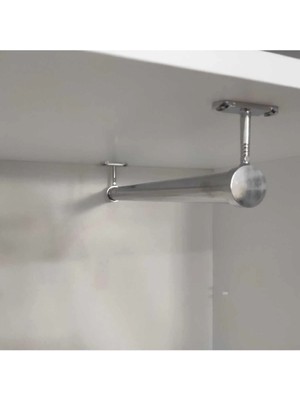 Mikasso Dolap Içi (40 Cm) Krom Yuvarlak Askı Borusu( Askı Borusu +Flanş+Vida) Gri