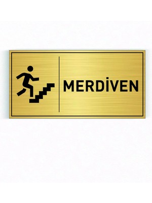 Mikasso Merdiven Yazılı Gold Metal Levha 20 x 10 cm