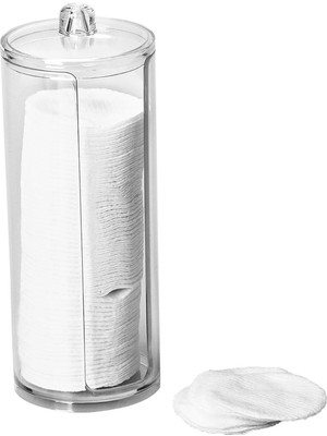 Mikasso Kapaklı Disk Pamuk Organizer Makyaj Temizleme Pamuğu Düzenleyici Makyaj Organizeri Plastik Beyaz Tr