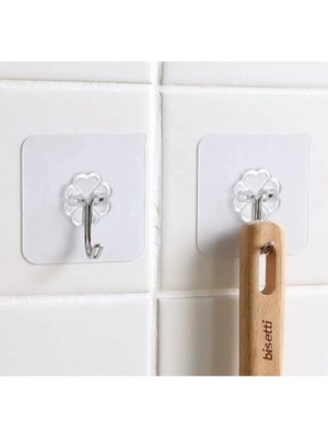 Mikasso Askı X12 Adet Güçlü Şeffaf Duvar Askısı Askılığı Yapışkan Vantuz Kanca Mutfak Banyo Aksesuar Plastik