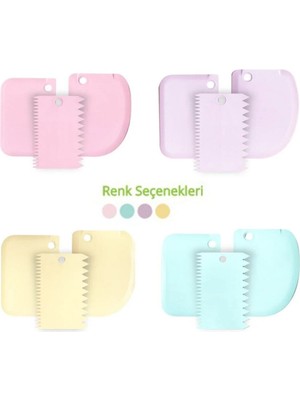 Mikasso 2 Adet Pasta Kek Dekorasyon Hamur Kazıma Mutfak Spatulası Plastik Seti Plastik Pembe