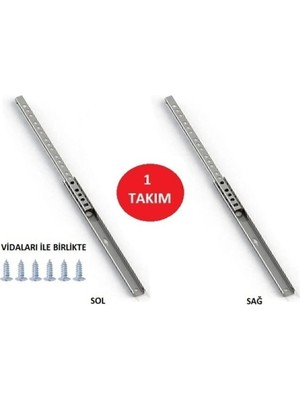 Mikasso 17MM Gömme Ince Teleskopik Bilyeli Dolap Çekmece Rayı 34,2cm Beyaz